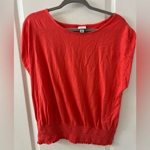 Reddish pink shirt with fitted bottom